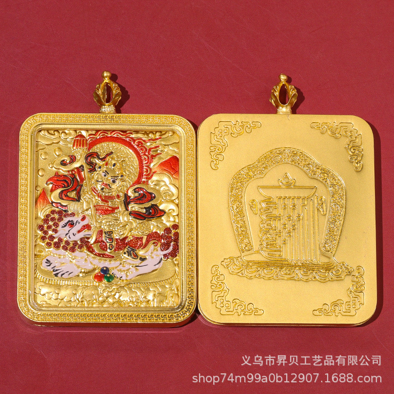 藏式八大守护神五爷浮雕唐卡本命男 女饰品配饰配件佛牌项链吊坠|undefined