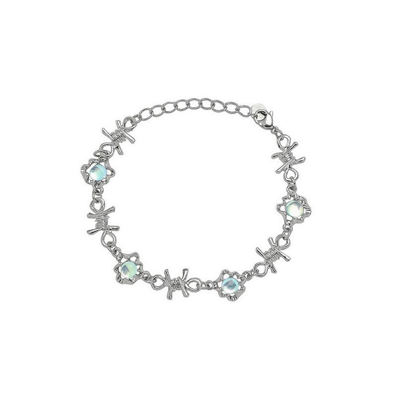 Élégant Luxueux Géométrique Acier Au Titane Incruster Pierre De Lune Bracelets display picture 1