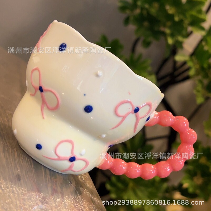 设计师浮雕早餐燕麦牛奶杯陶瓷高颜值手工可微波炉大容量葫芦杯|undefined