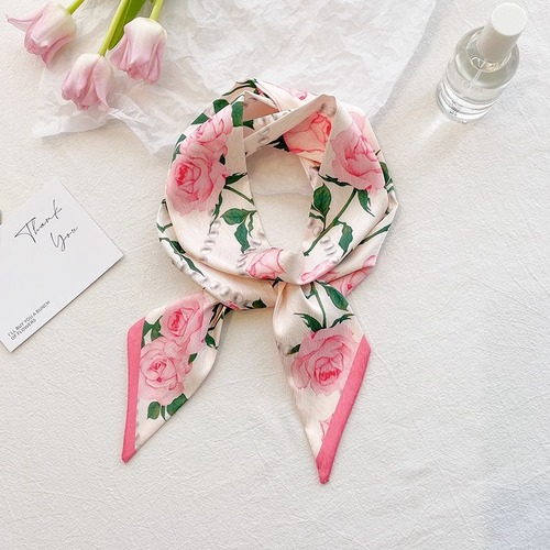 Give you a small fafa rose pink long double-sided small silk scarf female hair tie hair streamer decorative scarf