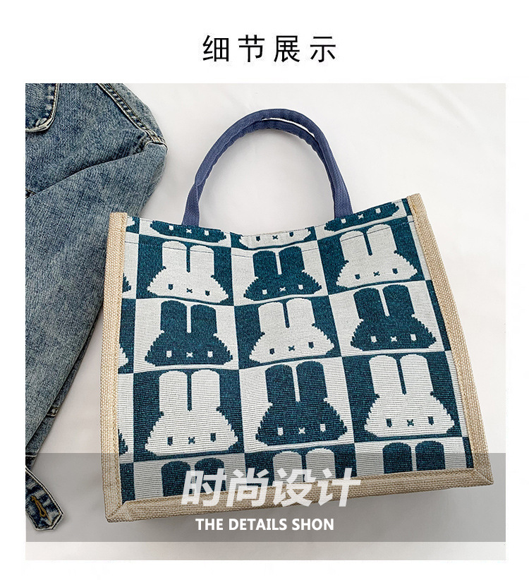 High-end mid-capacity canvas school commuting handbag 2024 new style fashionable and versatile linen single-shoulder tote bag undefined