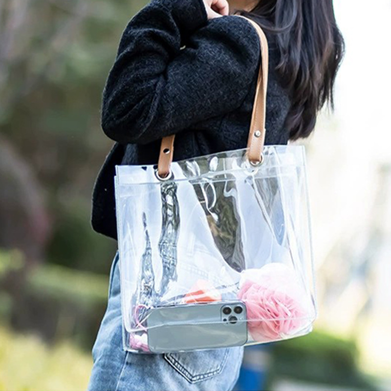 透明pvc礼品袋伴手礼手提袋广告购物单肩包防水服装手铃包可订 做