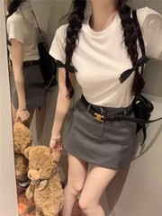 灰色防走光包臀短裙裤高腰显瘦半身裙女秋季新款百搭小个子a字裙