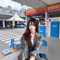 蓝色格子衬衫外套女韩系宽松慵懒风2025秋季新款休闲百搭长袖衬衣