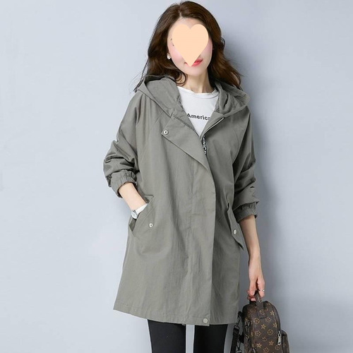 Windbreaker medium and long spring 2025 new Korean style fat loose fat sister large size women's dress 200kg fashionable jacket