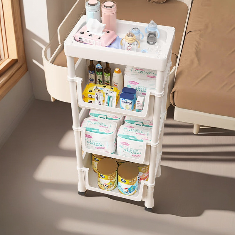 Estante de almacenamiento, carro multicapa, estante de acabado móvil, estante de almacenamiento de juguetes, refrigerios, artículos para bebés, niños