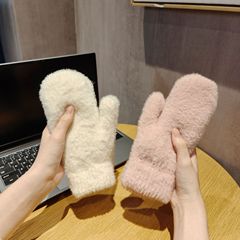 冬の成人の純色はウサギのミンクの毛をまねています。