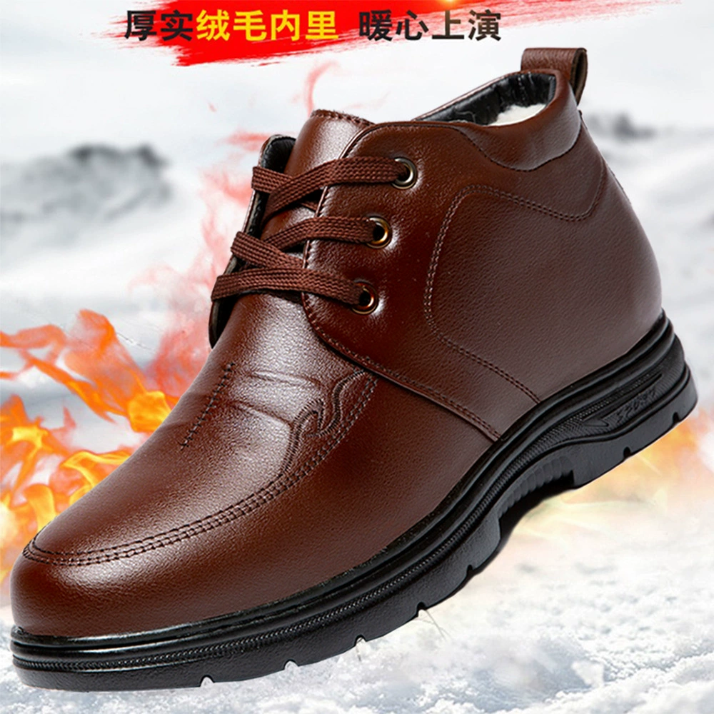 Холодная клейкая хлопчатобумажная обувь зимняя новая мужская кожа водонепроницаемая шнуровка с бархатом утолщение мужские нескользящие и износостойкие хлопчатобумажные сапоги