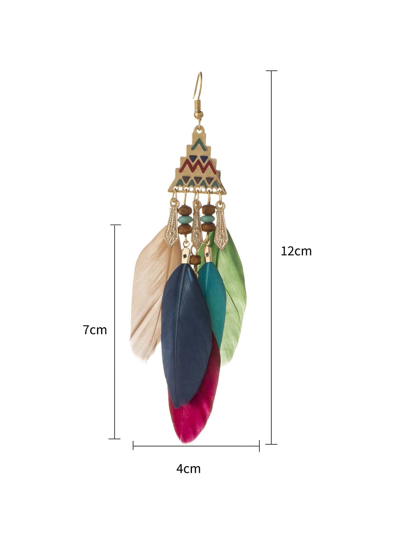 1 Pair Vintage Style Bohemian Geometric Color Block Plating Alloy Feather Ear Hook display picture 4