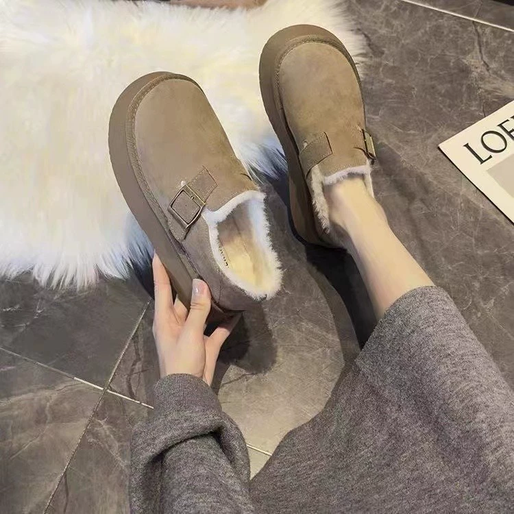 Модные флисовые knee-high ботфорты на платформе для отдыха, тёплая обувь