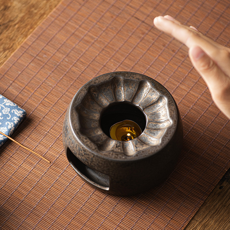 黒陶日本式大容量提梁急須家庭用耐高温濾過単壺温茶ろうそく台座加熱茶器|undefined