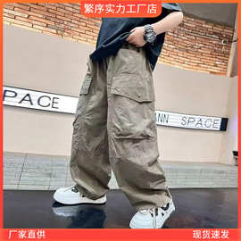 男童春装直筒阔腿工装裤批发新款宽松长裤儿童夏季痞帅薄款裤潮流