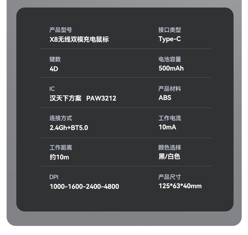 T-WOLF雷狼X8无线蓝牙鼠标双模游戏办公防滑贴纸鼠标狗屁王定制