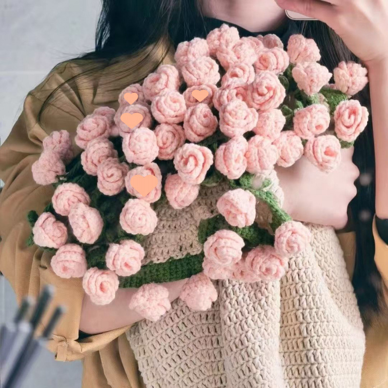 玫瑰花束毯子材料包郁金香花毯毛线团手工编织送闺蜜直销|undefined