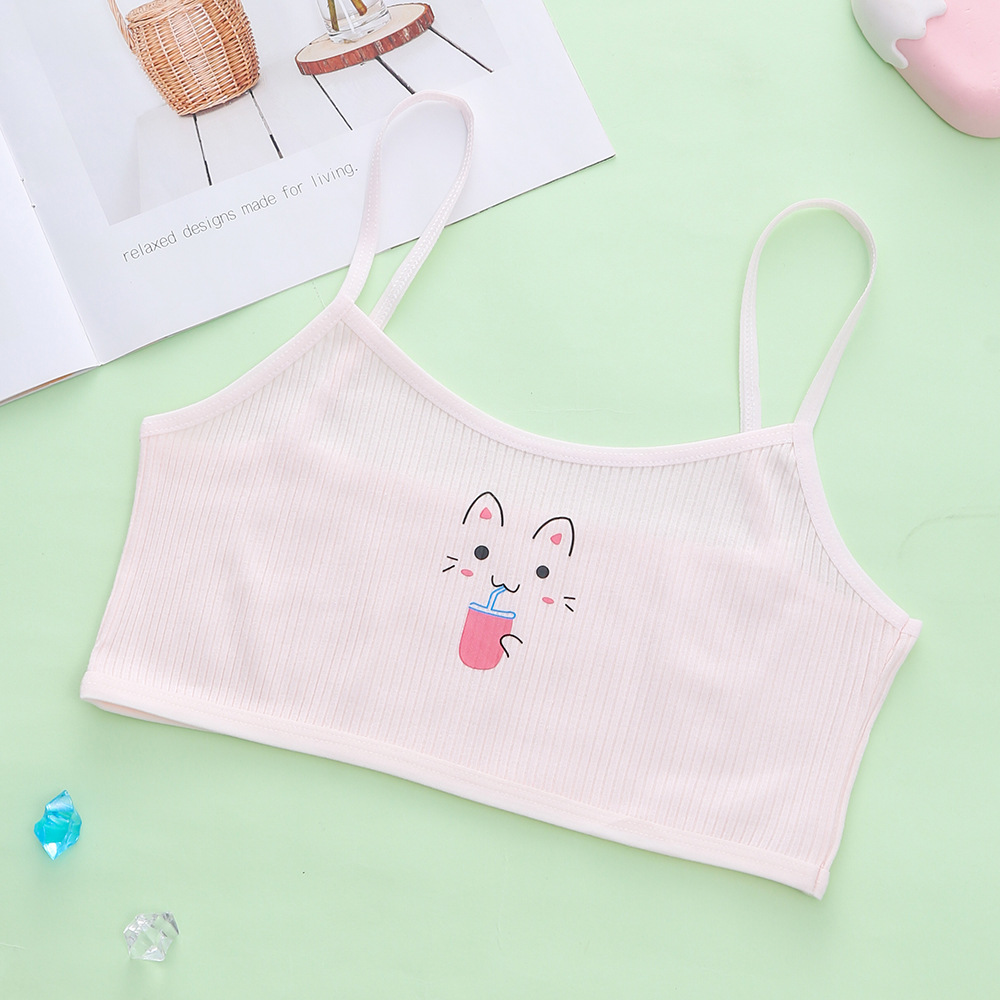 En stock al por mayor de hilo de algodón ropa interior de desarrollo de una sola etapa camisola de una sola capa anti-golpe estudiante de escuela primaria sujetador