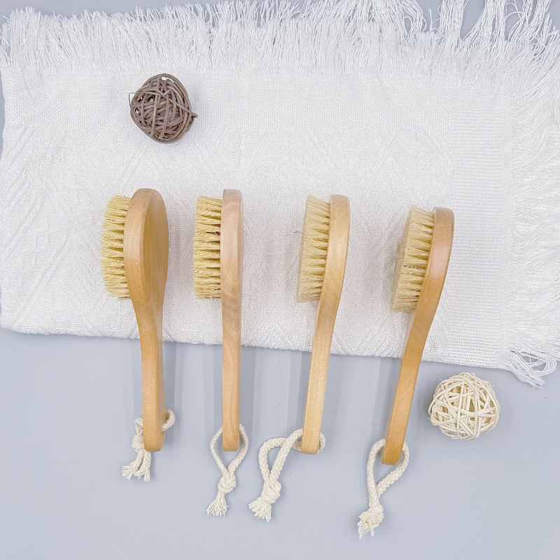 Cepillo de cerda de madera maciza transfronterizo Cepillo de baño Cepillo de cabeza redonda Cepillo de sisal Cepillo de baño de artefacto de lavado de pelo suave