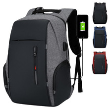 跨境男士商务包笔记电脑包多功能带USB背包大容量双肩包可印logo