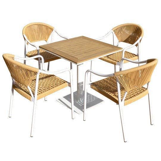 Mesa y silla de patio al aire libre, terraza de jardín de caña, balcón, mesa y silla de caña casuales, combinación de mesa y silla al aire libre