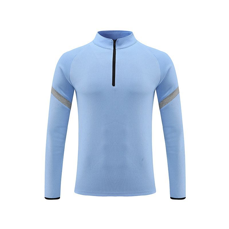 Otoño transfronterizo Deportes de los hombres media cremallera soporte collar manga larga running fitness de secado rápido transpirable suelta más tamaño camiseta