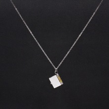 欧美跨境刻字个性多层爱心开合三层书本吊坠项链情侣款钛钢不掉色