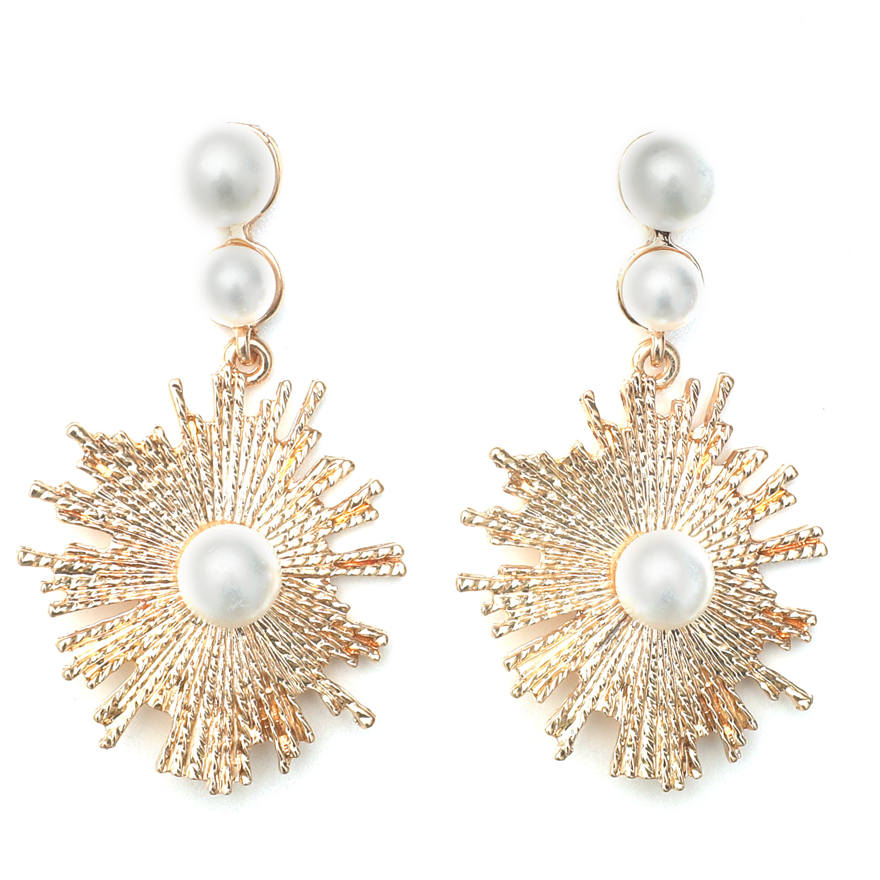 Fashion Creative Long Pearl Sun Flower Earrings display picture 4