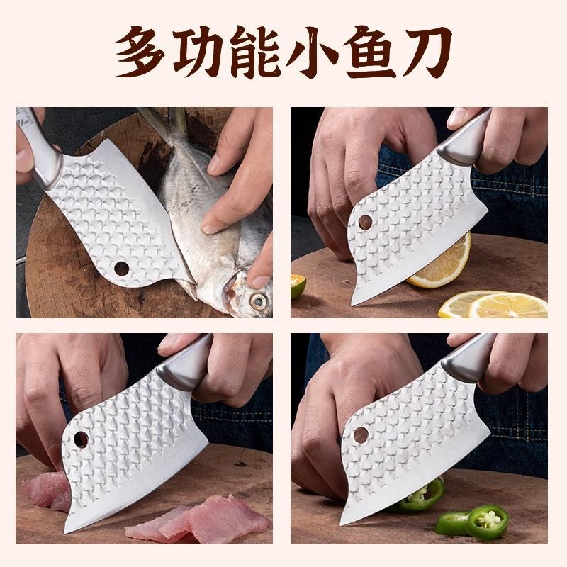 龍鱗魚殺し包丁家庭用キッチン用鋭い多機能ナイフ手作り槌目鍛造魚のウニ女性用ナイフ|undefined