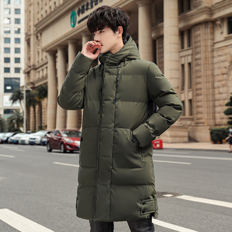 Abrigo de invierno de algodón con relleno de plumón, estilo coreano, informal, versátil y cálido, para hombre, talla grande, de longitud media.
