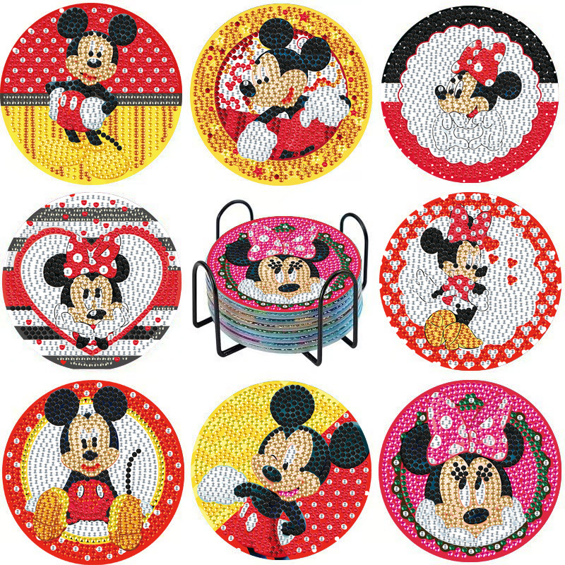 Aliexpress Cartoondiy Diamante Pinting Punts Perforador de tazas acrílicas caseras con portavasas Mickey Minnie Stitch