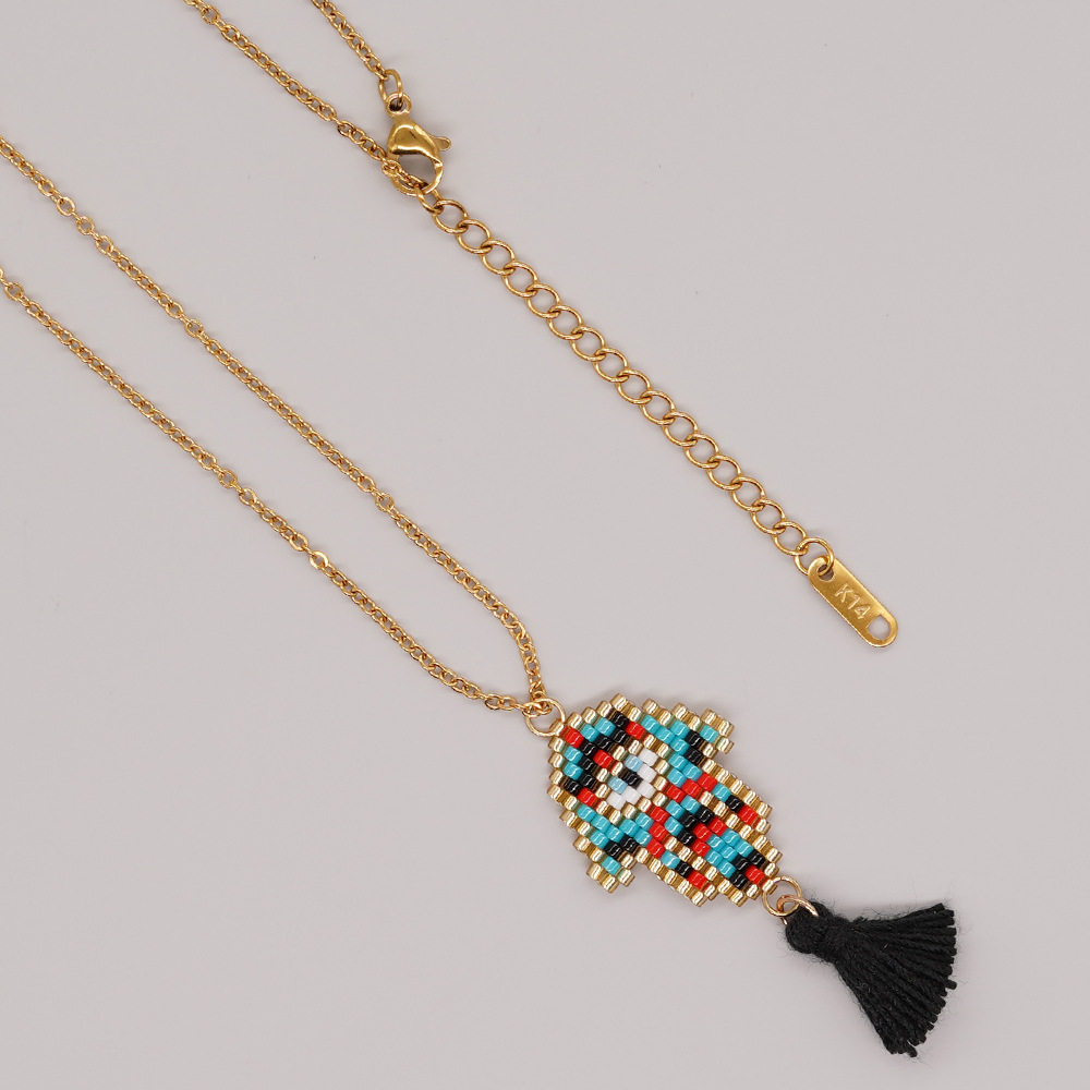 1 Piece Bohemian Star Heart Shape Pineapple glass Beaded Plating Womenu0027S Pendant Necklace