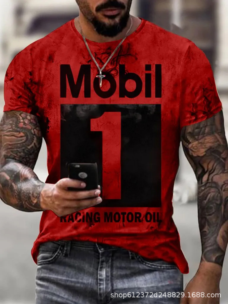 Cross-border Amazon hombres camisa de cuello redondo retro manga corta estilo europeo y americano impreso N ° 66 carretera carta camiseta