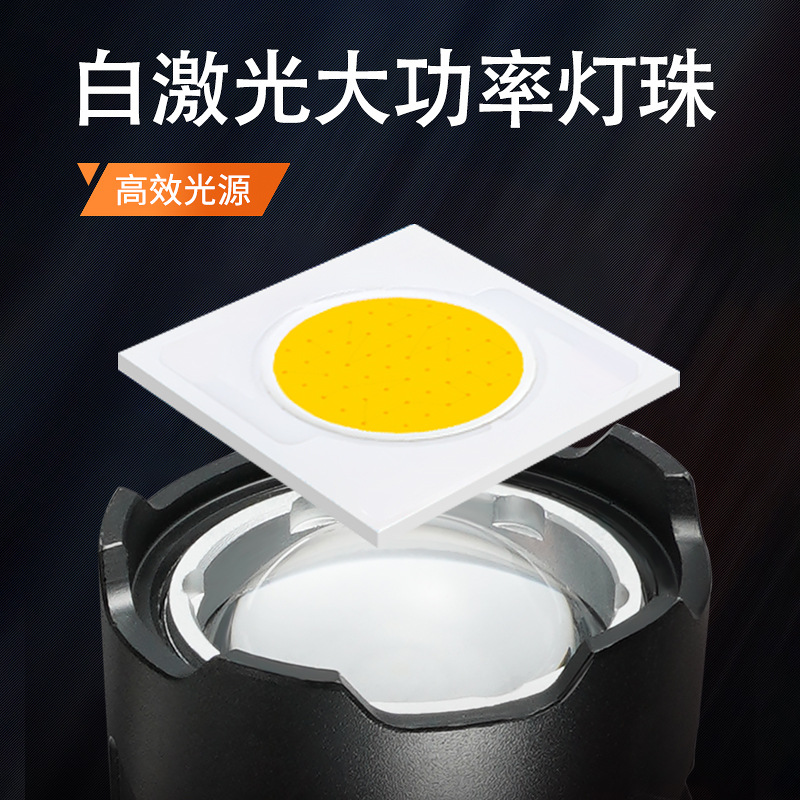 Transfronterizo al aire libre faro láser blanco de larga resistencia de aleación de aluminio de enfoque telescópico de carga USB lámpara de pesca montada en la cabeza