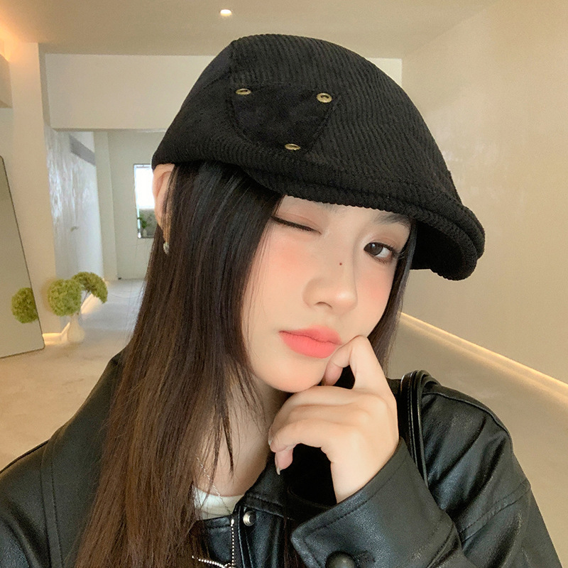 韩版秋冬季帽子女款前进帽时尚百搭报童帽英伦风复古显脸小贝雷帽|undefined