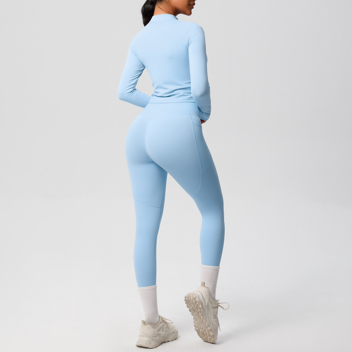 Sport Style Solid Color Nylon Spandex Zip Collar Tracksuit Coat Sweatpants display picture 56
