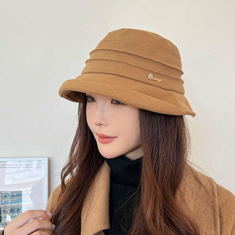 Sombrero de pescador para mujeres primavera y otoño versátil estilo coreano versátil sombrero sombrero sombrero de sol mostrando cara pequeño sombrero de cubo