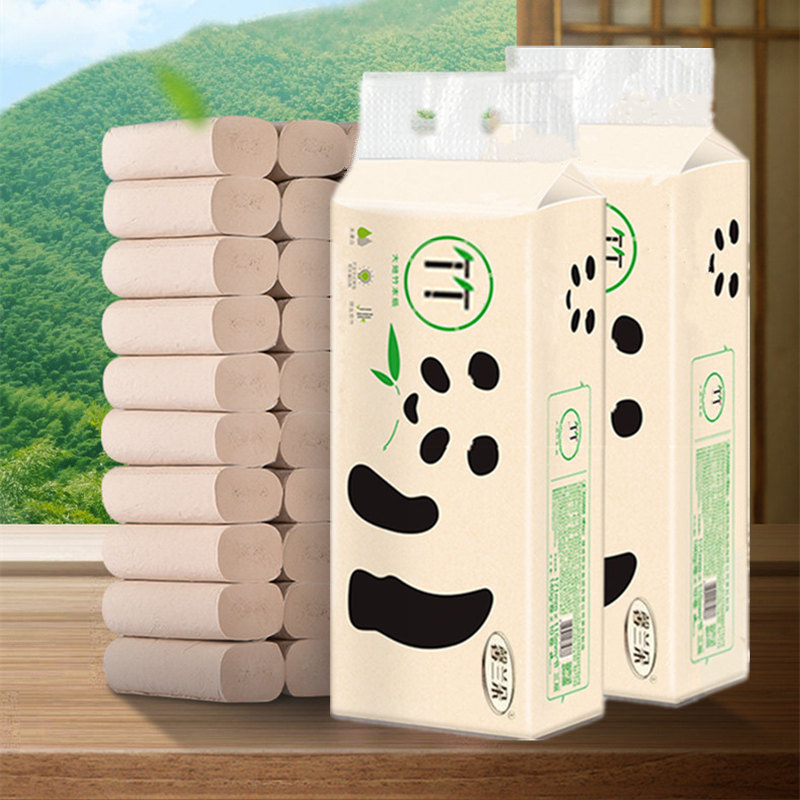 Xin Lan Duo toilet paper household stall supply bamboo pulp 12 rolls of natural color roll paper toilet paper towel factory outlet