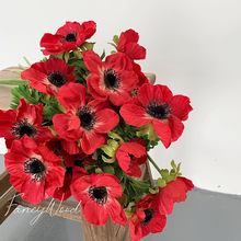 工厂直销 莫奈多头银莲花 高档仿真花拍摄道具客厅花艺落地摆件