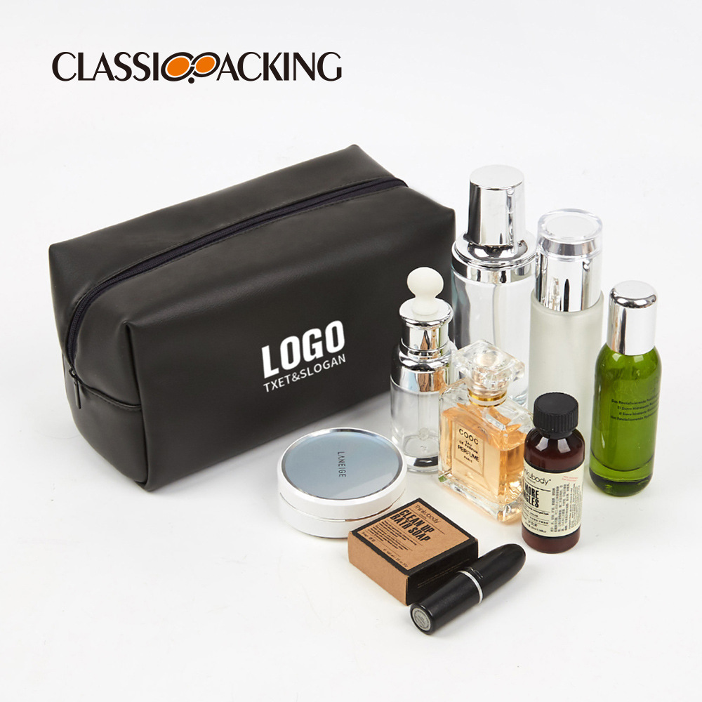 Fábrica al por mayor simple bolsa de cosméticos bolsa de lavado portátil pu material embrague viaje bolsa de almacenamiento se puede imprimir logo