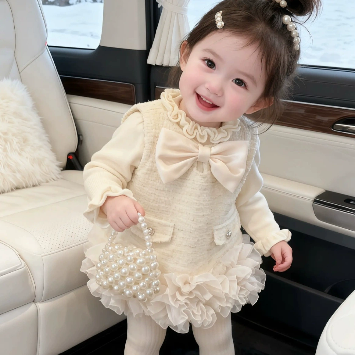 Детское платье-жилет в стиле Little Chanel, зима 2025, новое, для девочки 1 года, платье принцессы с флисом.