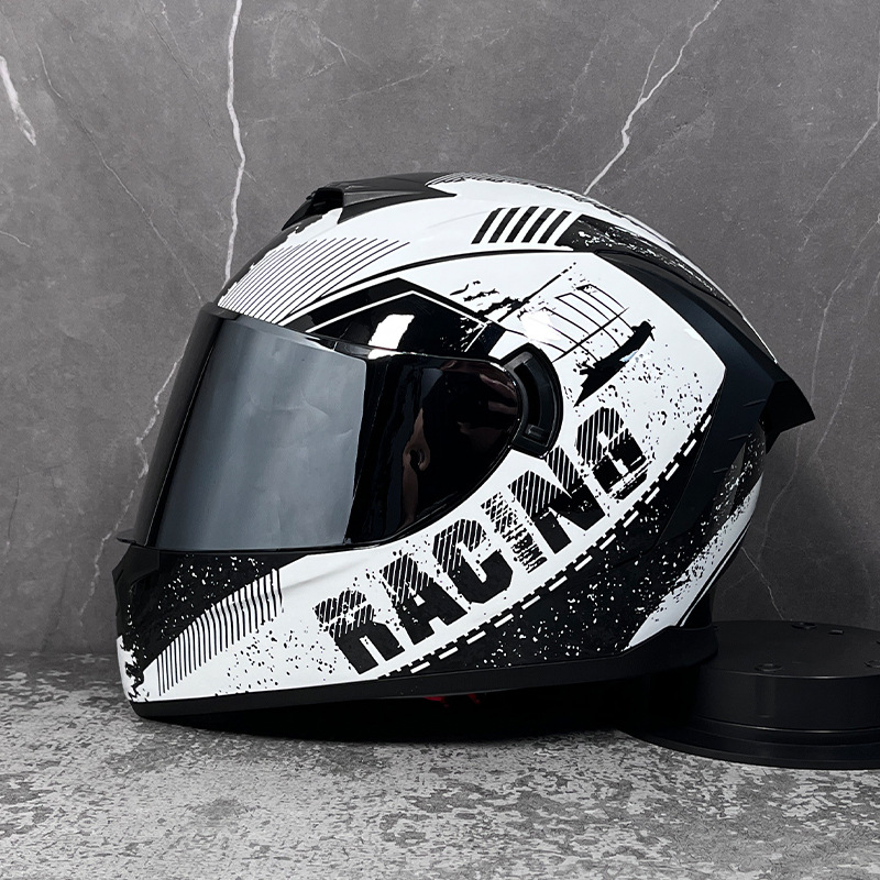 LVS casco de la motocicleta estándar nacional de los hombres y las mujeres del casco completo de doble lente de invierno motocicleta eléctrica Bluetooth cabeza Gris Cuatro Estaciones