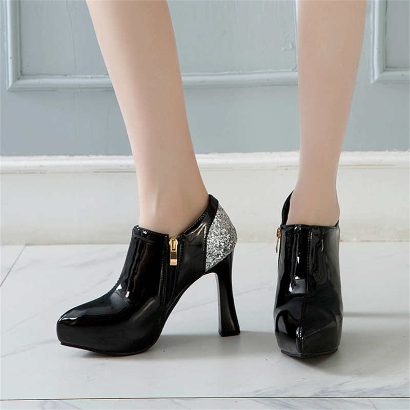 Cross-Border Foreign Trade Women's Shoes, Chunky High Heels, Pointed Toe Side Zipper Fashion Short Boots, Comfortable Ankle Boots, Large Size Women's Shoes Cross-Border Foreign Trade Women's Shoes, Chunky High Heels, Pointed Toe Side Zipper Fashion Short Boots, Comfortable Ankle Boots, Large Size Women's Shoes