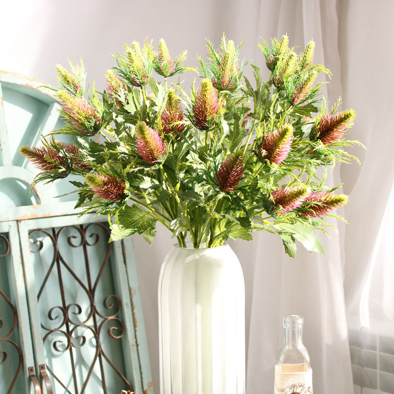 Emulation flower 3 Feel Botany Plastic flowers Wedding celebration decorate flower arrangement Home Furnishing Silk flower Green plant Artificial flower wholesale