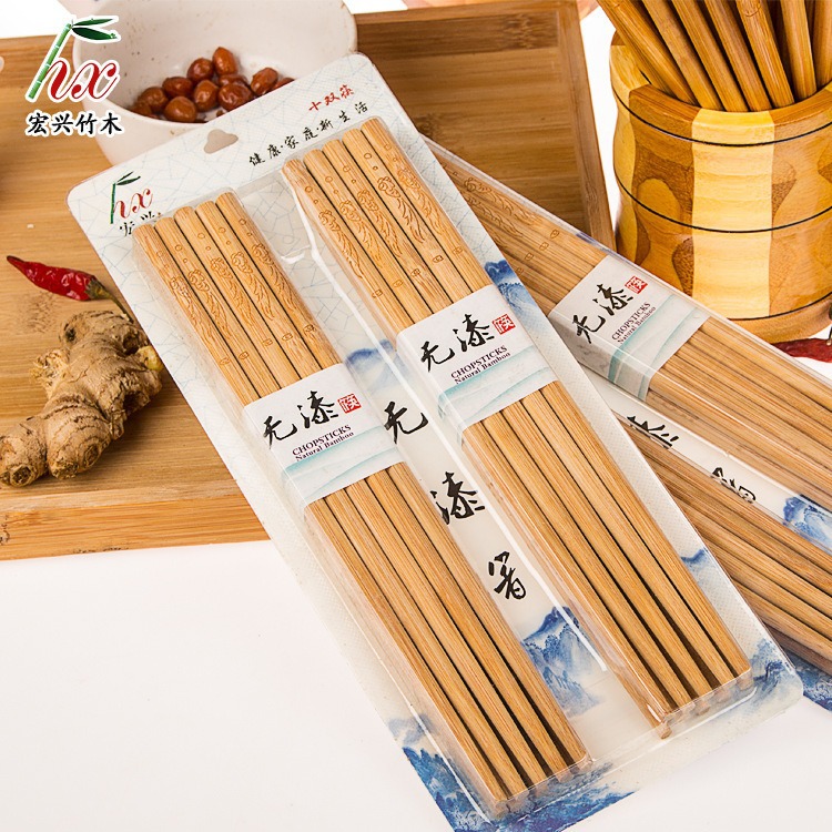 Estilo explosivo, palillos domésticos creativos sin pintura y sin cera, palillos de bambú de color natural sin nudos, lote de palillos carbonizados de regalo en caja de blíster