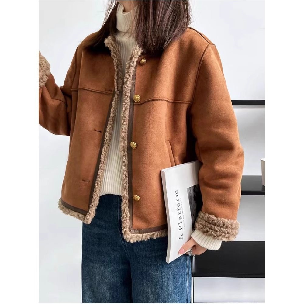 (2개) MAILLARD 스타일 LAMB 2023 COAT 새로운 겨울 한국 스타일 쇼트 탑 작은 모피 두껍게