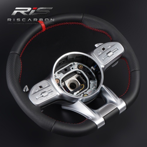 Compatible with Mercedes-Benz 809 leather steering wheel with silver keys and red markings W204 W205 W207 W211 A B C-Class