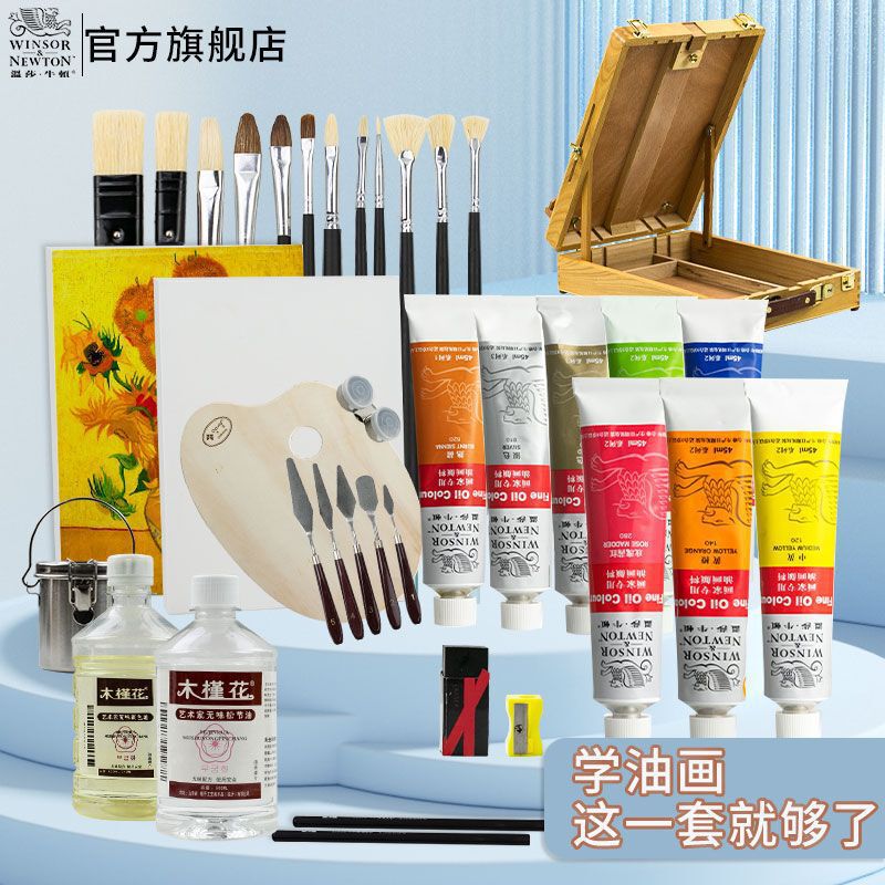 Windsor Newton Oil Paint Tools suit 45ml/170ml Easel Art Beginner 24 Color Expert Level