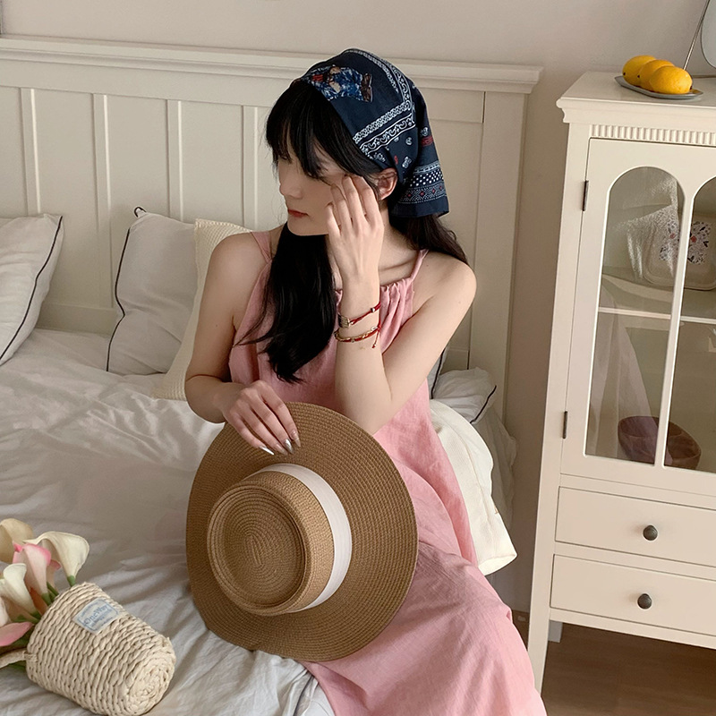 Turbante de mujer estilo pastoral decoración bufandas bufandas respirables bufandas cuadradas de anacard bufandas de alto nivel de cinta de cabello accesorios para el cabello