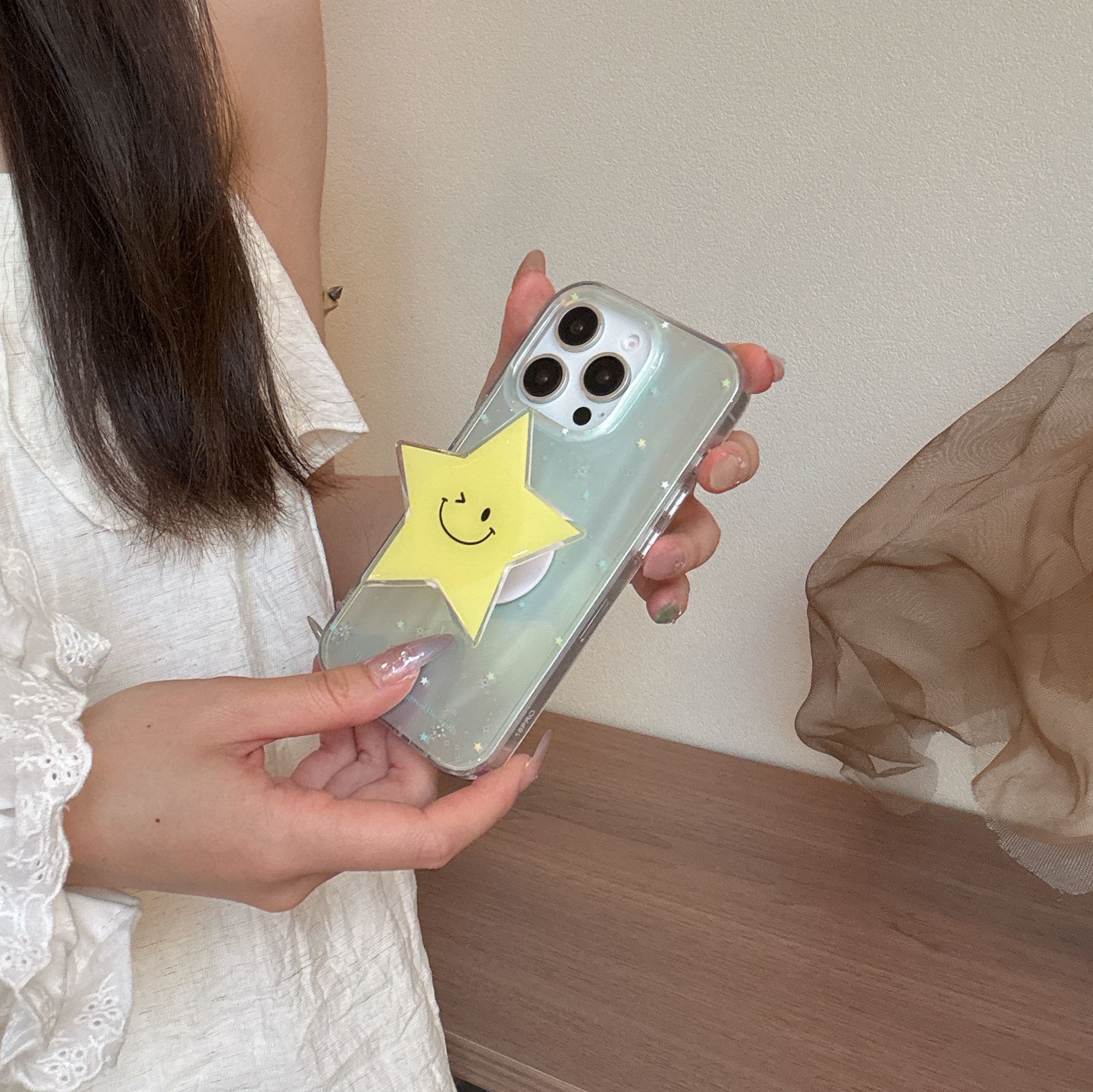 Soporte de estrella verde menta de fantasía para iPhone15 Apple 16ProMax funda para teléfono móvil 14 girl 13 nuevo