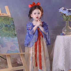 女の子の新型の漢服の白い雪の王女のスカートの夏服の子供のショーの服の女の子の歳の誕生日のドレスのワンピース