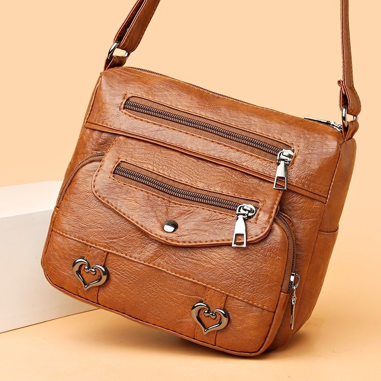 Women's Bag 2022 Autumn New European and American Retro Soft Leather Shoulder Bag Korean Style Large Capacity Street Trendy Crossbody Bag