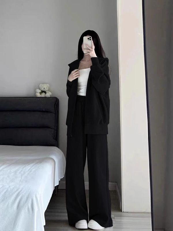大码秋季运动服休闲套装女时尚洋气显瘦卫衣穿搭一整套胖mm300斤|undefined
